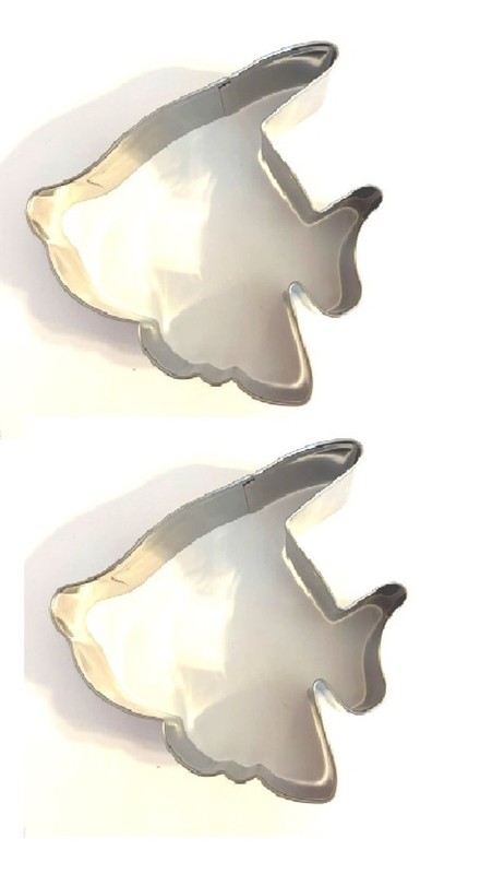 2 Fish shape Cookie Cutters stainless-steel metal Fox Run standard size