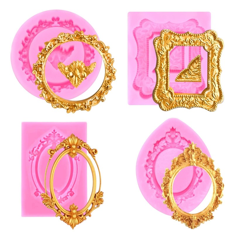 4Pcs Silicone Frame Chocolate Molds, Fondant Mold, Resin