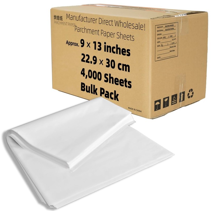 Bulk Parchment Paper 9x13" - 4000 Sheets, Non-Stick, High Heat, Pre-Cut Baking P gallery