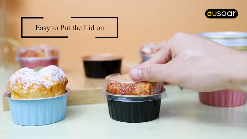 50pcs Disposable Foil Cupcake Liners - 5oz Muffin Baking Cups with Lids, Mixed C gallery