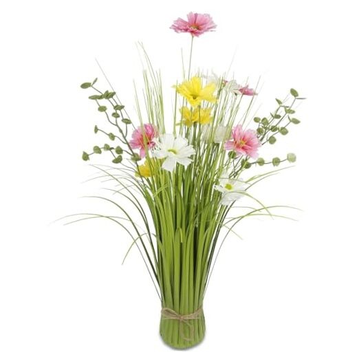 Artificial Grass Plants Outdoor with Wildflowers Multicolor Faux Shrubs Onion