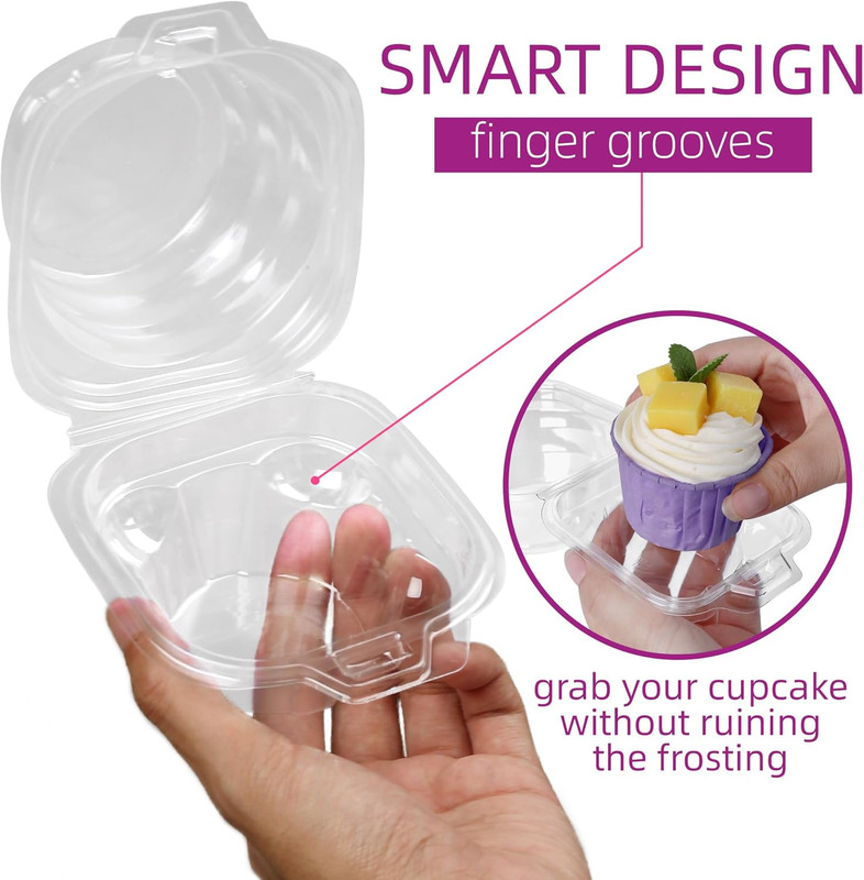 LotFancy Individual Cupcake Containers, 100 Pcs Plastic Clear Cupcake Boxes, Dis gallery
