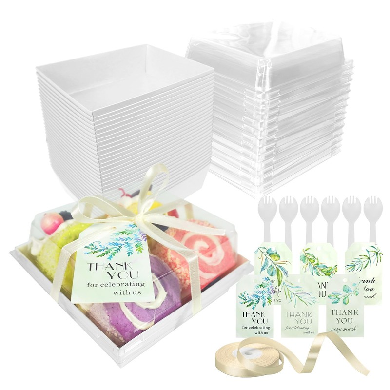 50 PCS Charcuterie Boxes with Clear Lids, 5.3 * 5 * 2.5 Inches Bakery To Go F…