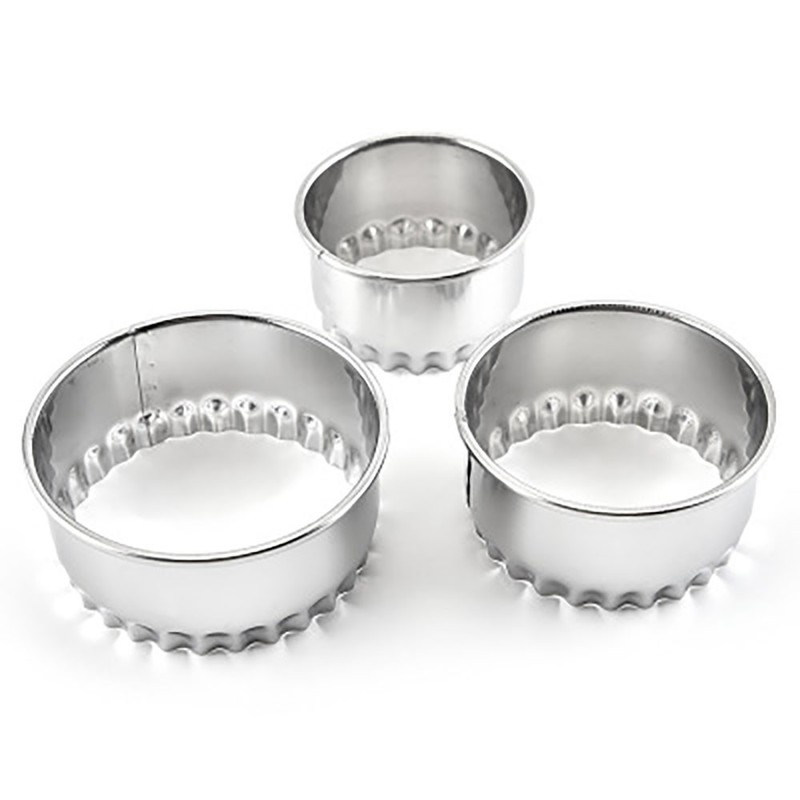 Set Of 3 Stainless-Steel Plain Crinkle Scone Pastry Quiche Tart Cookie Cutters gallery