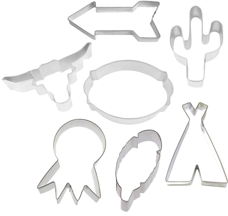 7 Piece Southwestern Boho Cookie Cutter Set Longhorn Arrow Feather TeePee Dream