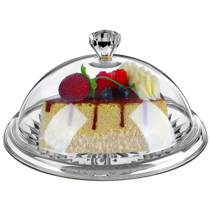 Smooth Cake Serving Tray with Cover 6.29 Inch Round Acrylic Dome Cake Plate f…