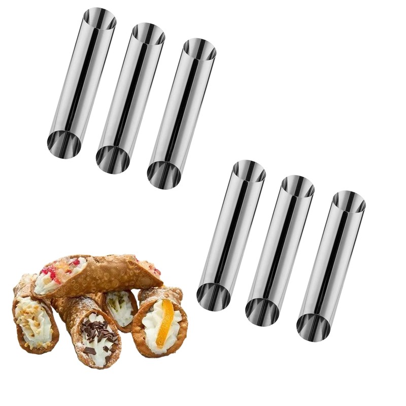 6 Pcs Non-Stick Cannoli Tubes 4.92 Inch Stainless Steel Cream Horn Molds