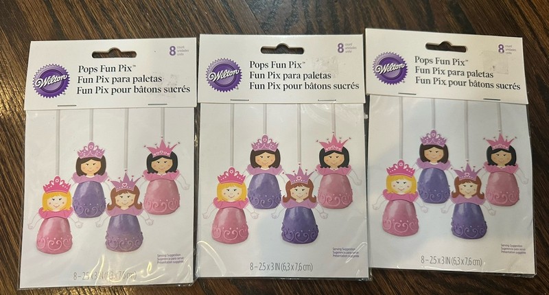 Wilton Fun Pix Princess Theme Pink Purple Multicolor Plastic Easy Grip 8 Pack