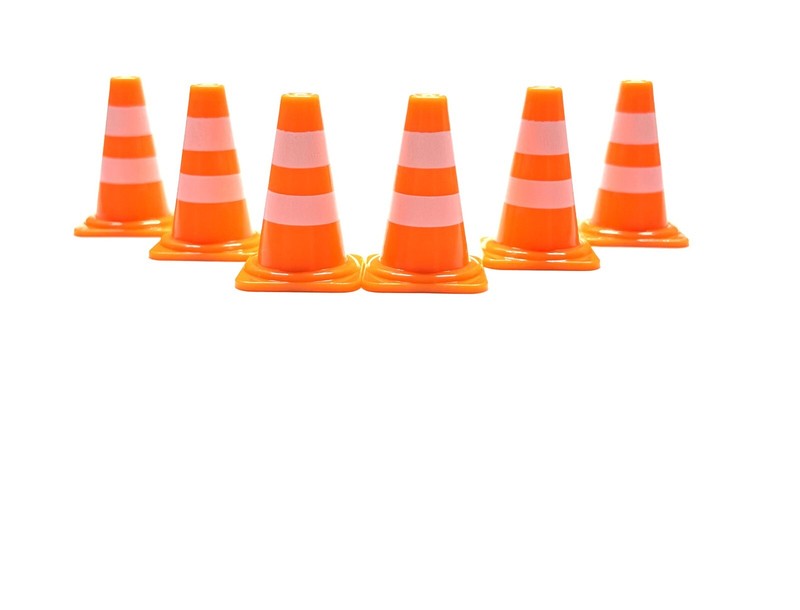 Miniature Traffic Cones | Set of 6 | 1 INCH TALL | Lineman | Party Cake Topper