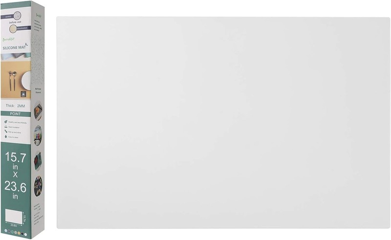 Silicone Mat for Kitchen Counter, Heat 0.9"L x 0.6"W, White Translucent