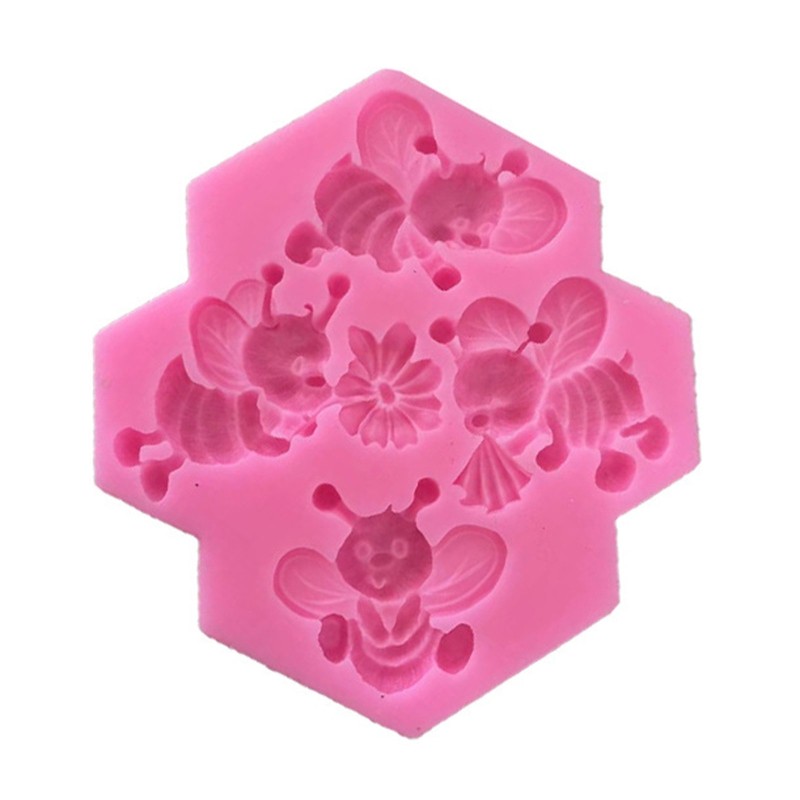 4 Holes Bee Shape Silicone Fondant Molds Chocolate Mold Mousse Moulds for Baking gallery