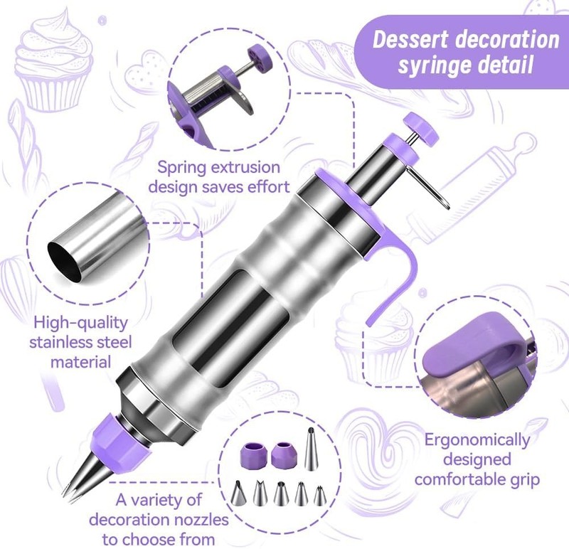 Dessert Decorating Syringe Set with 8 Silicone Cupcake Liners,Frosting Piping Ki gallery