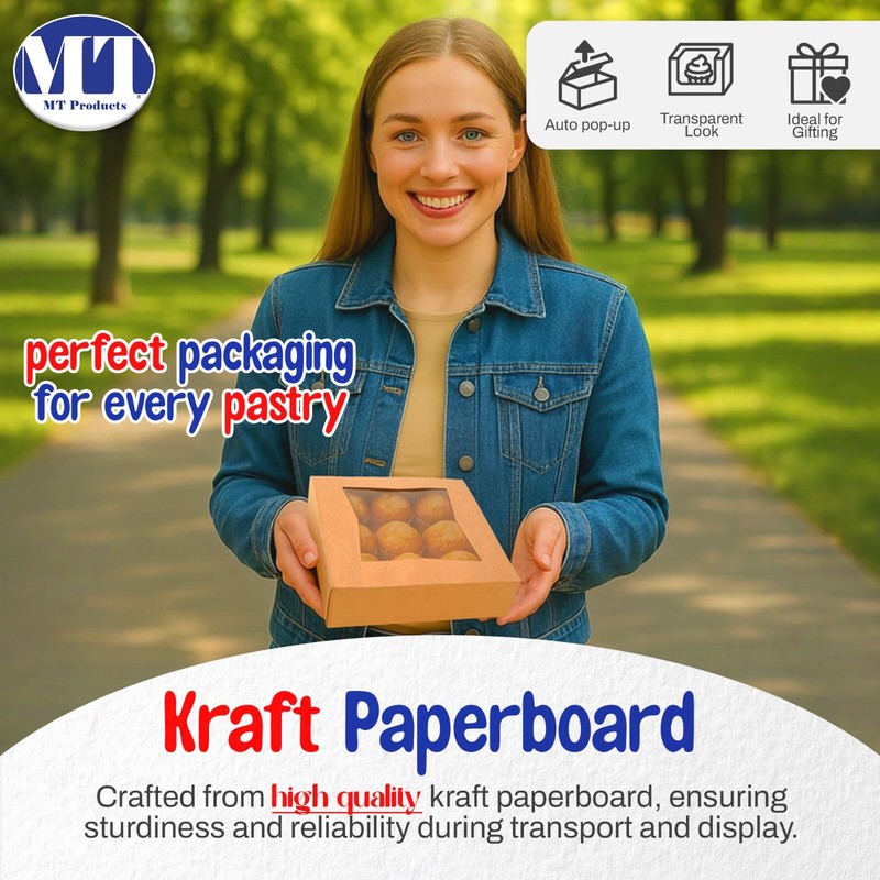 MT Products Pie Box - 9" x 9" x 2.5" Brown Bakery Boxes - Pack of 15 gallery