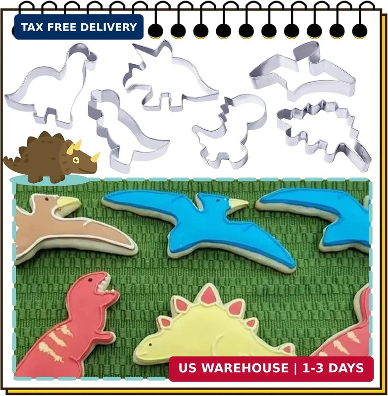 hitsuki Dinosaur Cookie Cutters,Stainless Steel Metal Fun Dino Cookie Cutter for gallery