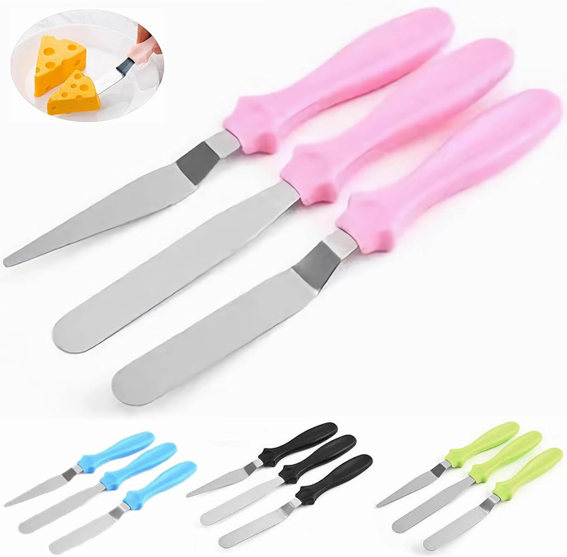 Cake Cream Spatulas, 3 Pieces of Cake Angled Spatula with Stainless Steel, Profe gallery