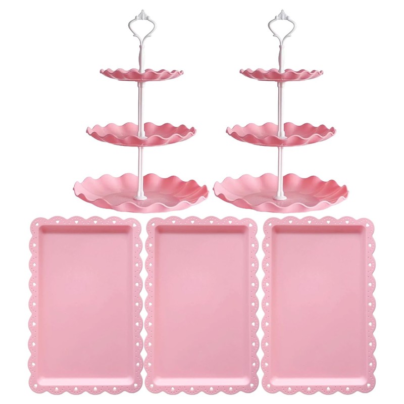 5 Pcs Cupcake Stand Set, Pink