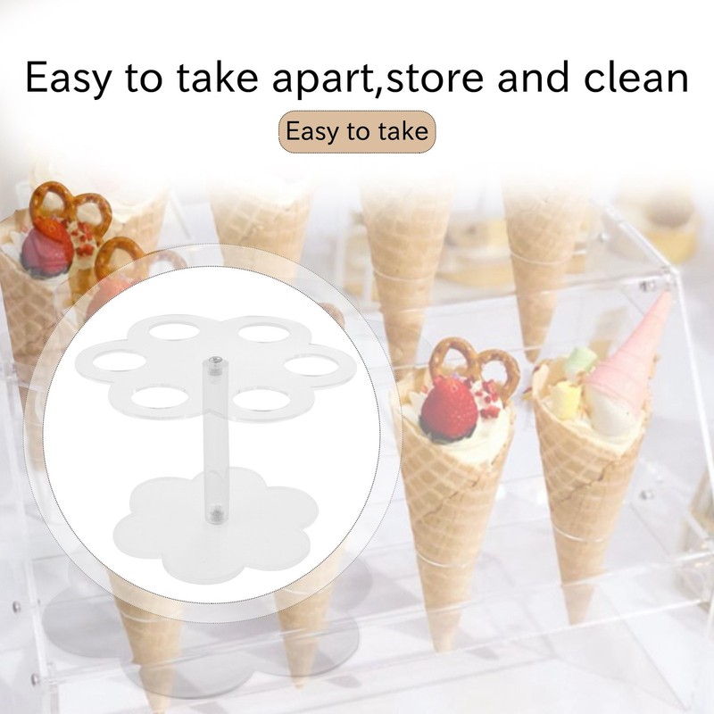 1pcs 6 Holes Acrylic Ice Cream Cone Stand Holder Transparent E3P59345 gallery