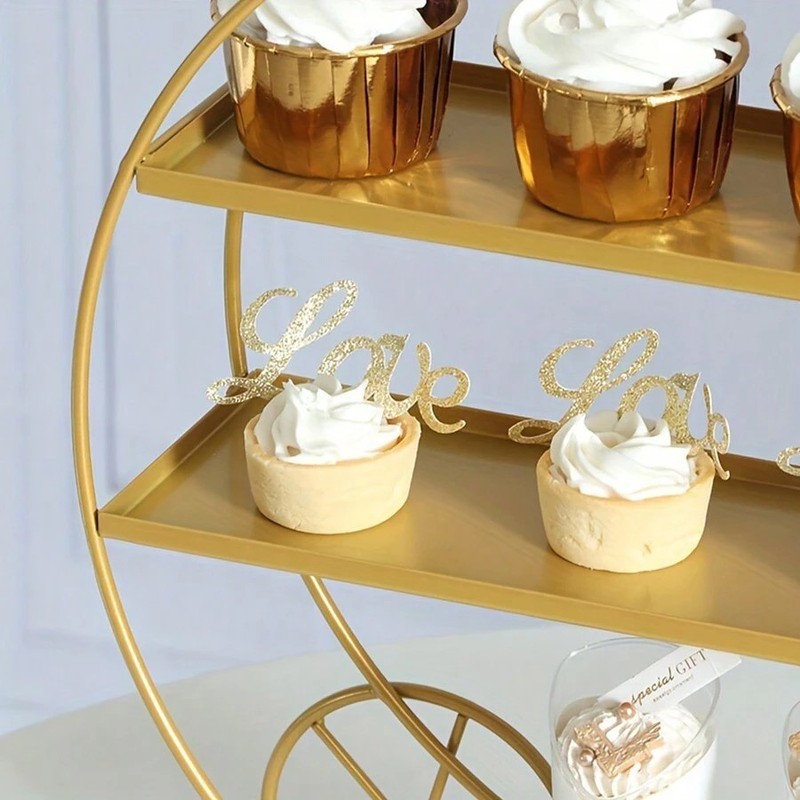Gold Round Cupcake Display Stand Wedding Birthday Party Cake Dessert Tray gallery