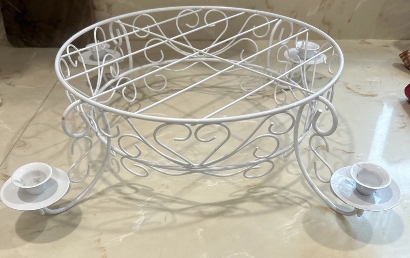 Vtg 90s Wilton White Metal Candlelight Cake Stand 21.5” & White Separator Plate