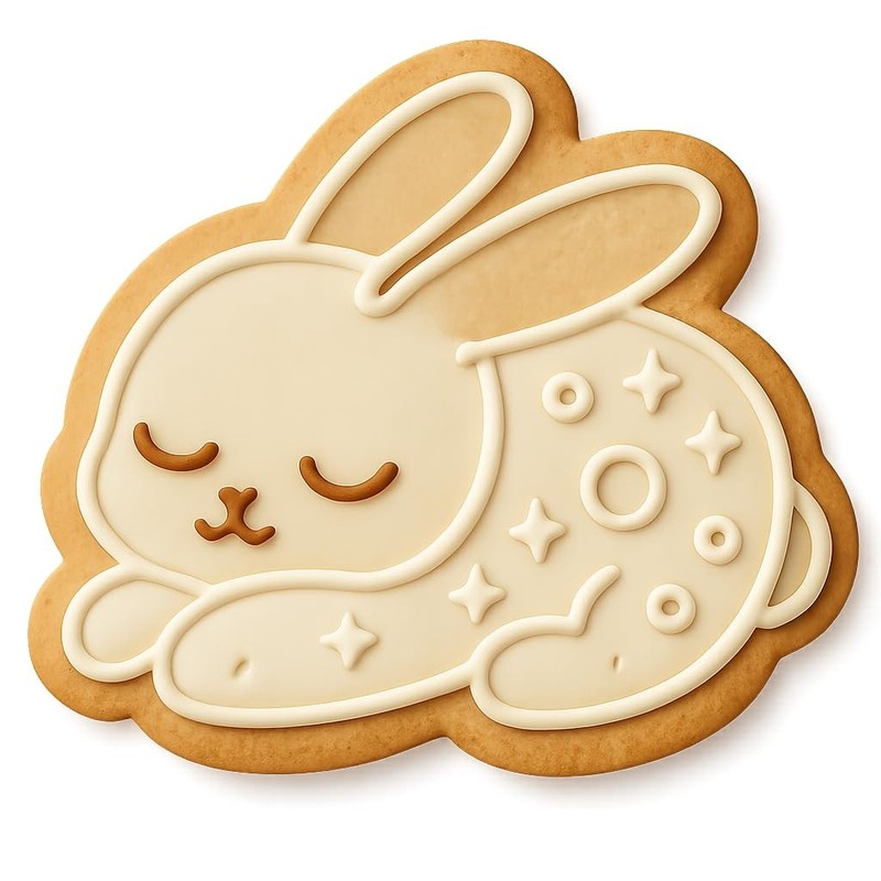 Sleeping Chibi Galaxy Bunny Cookie Cutter & Stamp – 4×3