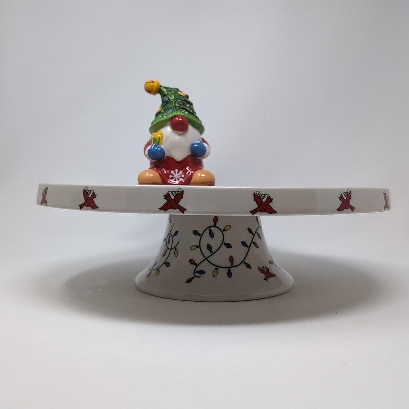 Temp-tations Seasonal Ceramic Cake Plate with Figural Ornament Winter Whimsy gallery