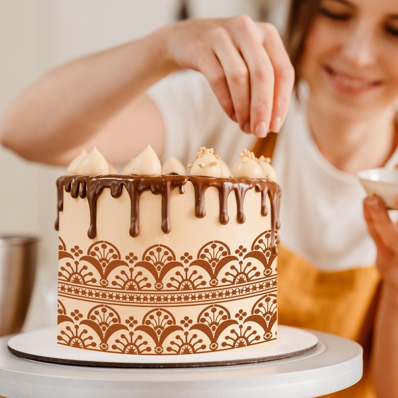 12 PCS Reusable Cake Stencils Decorating Baking Floral Border Lace Template gallery