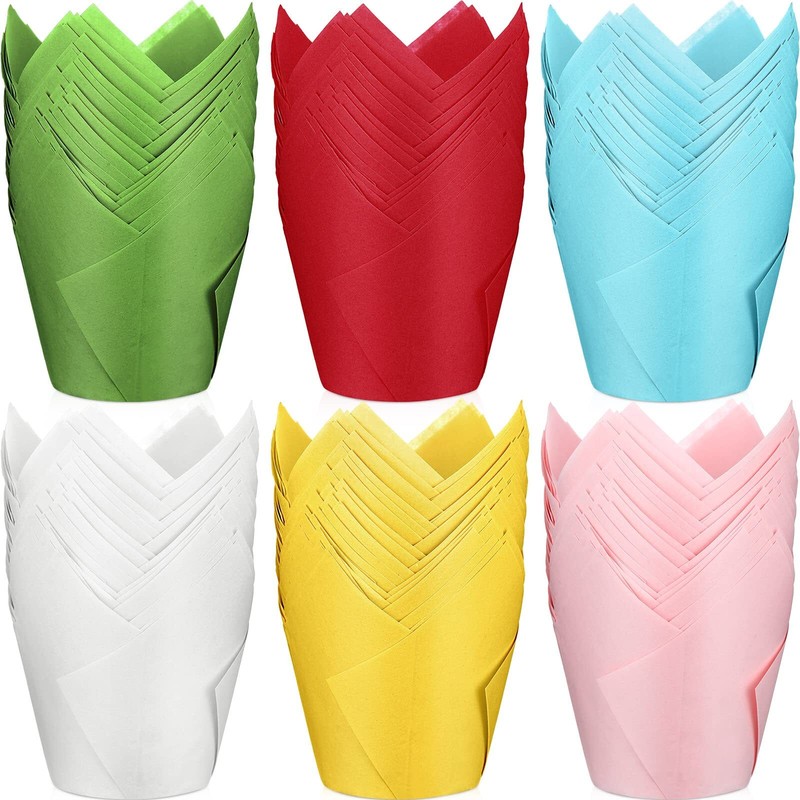 600 Pcs Baking Cups Tulip Cupcake Liners Wrappers Printed Muffin Baking Cups …