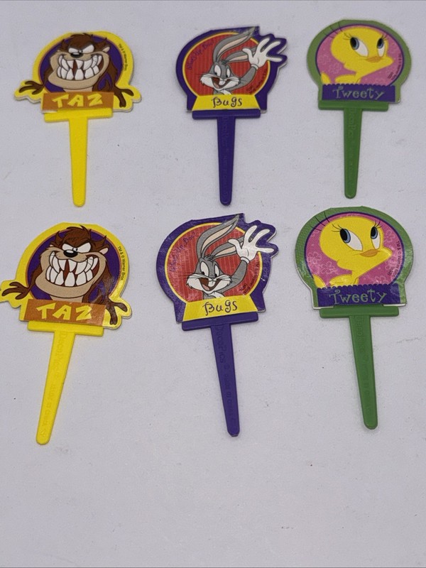 Lot of 6 Vintage Looney Tunes Warner Bros DecorPac Brand Cake Picks gallery
