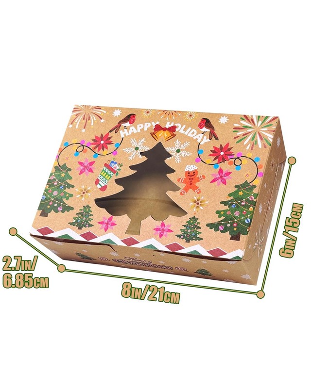 24 PCS Christmas Wreath Cookie Boxes Window Bakery Pastry Treat 6x8x2.7 Inch gallery