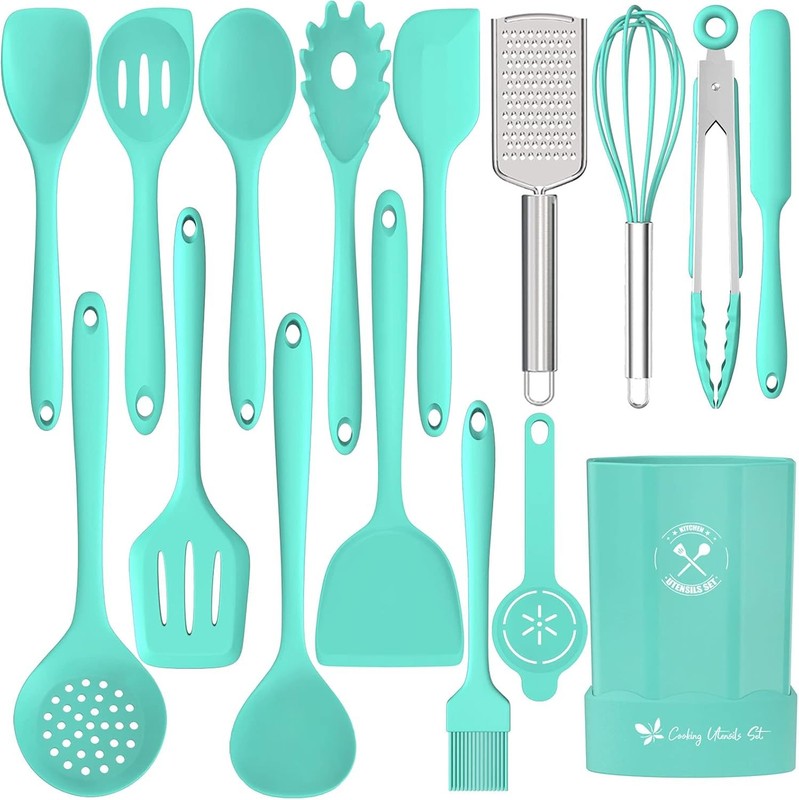 Silicone Kitchen Utensils Set, 16-Piece Silicone Cooking Utensils by