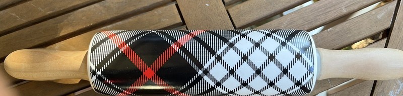 Tartan Plaid 13 Inch Rolling Pin Red Black White Ceramic gallery