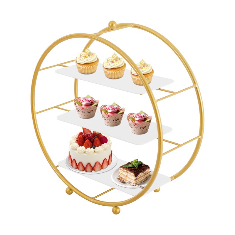 2 Pcs Gold Tiered Cupcake Stand 3 Tier Dessert Stand Circle Cupcake Holder Stand gallery