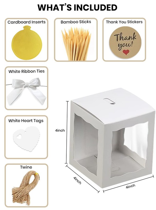 Candy Apple Boxes With Hole | Pack of 12 White Glossy 4x4x4 Inch Caramel Appl... gallery