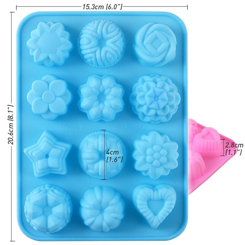 Flower Heart Shape Chocolate Silicone Mold, 4 Packs 12 Cavity Candy Baking Mo... gallery