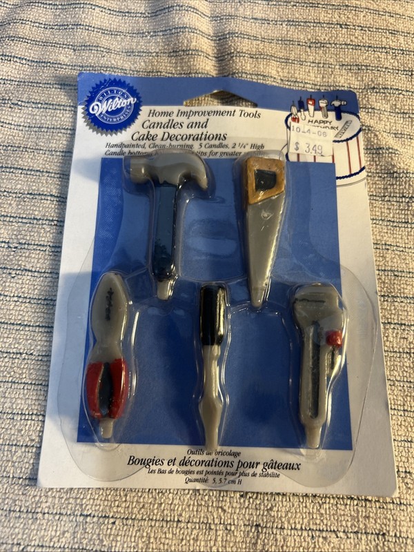 5 Vintage Wilton Home Improvement Tools Birthday Candles 2.25" NOS 1990s Sealed