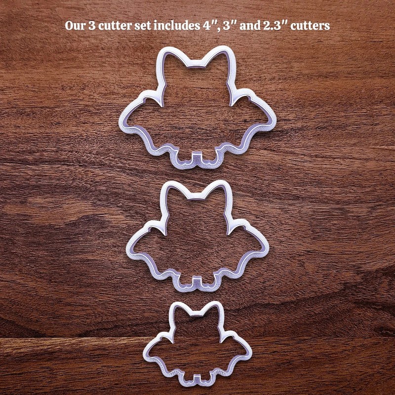 Halloween Bat Cookie Cutter Stamp Set: Cute Fall Clay Craft Fondant Baking Mold gallery