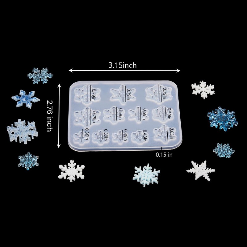 4 Pcs Silicone Christmas Resin Molds Snowflake Ornament Molds for DIY Craft gallery