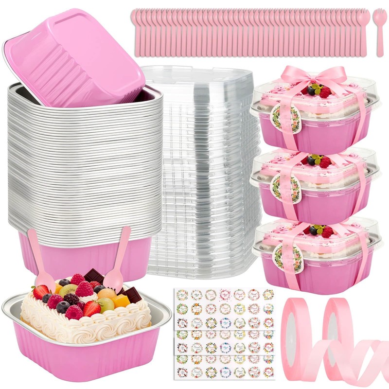 245 PCS 10 oz Mini Cake Pans with Lids, 60 Pack Mini Cake Tins