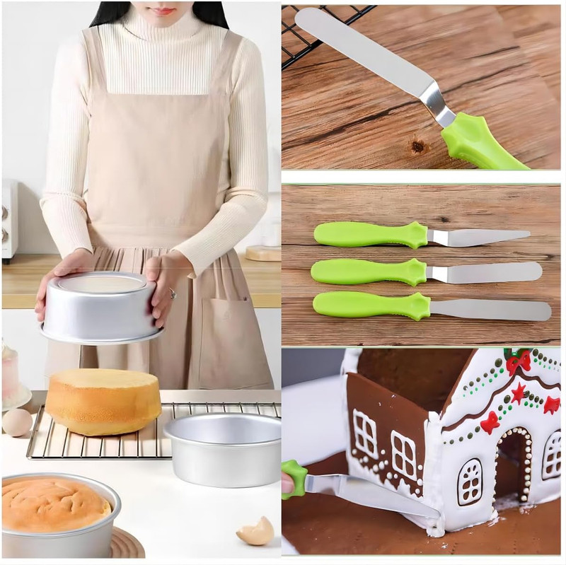 Cake Cream Spatulas, 3 Pieces of Cake Angled Spatula with Stainless Steel, Profe gallery