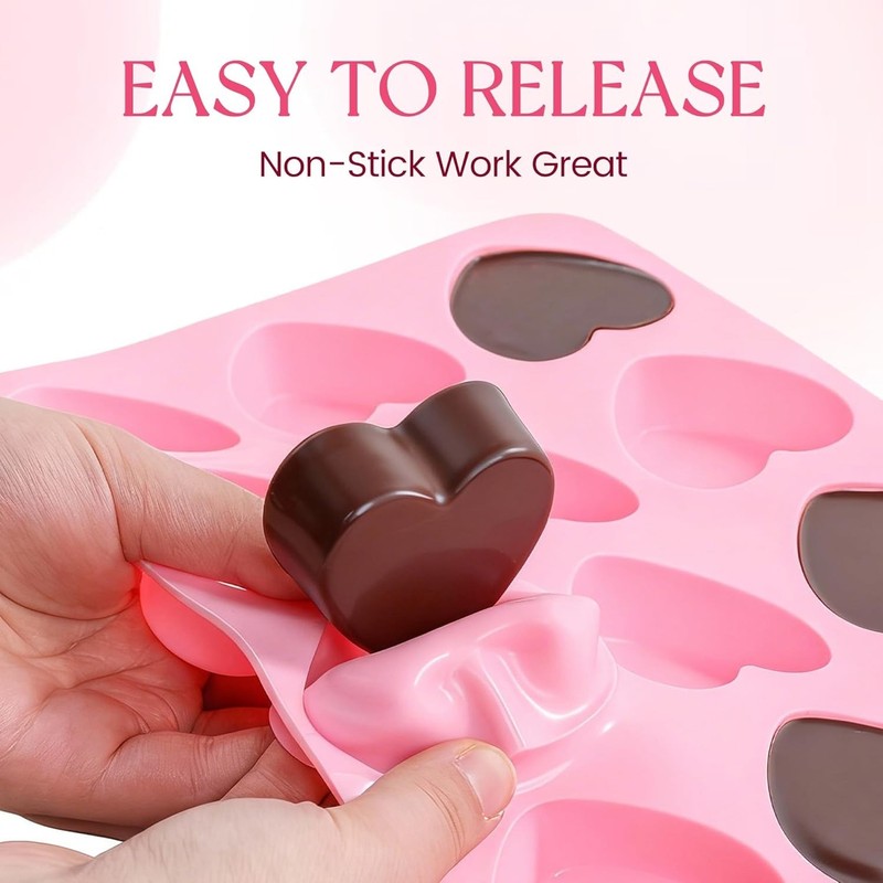 Heart-Shaped Silicone Chocolate Molds - Set of 2 Non-Stick Candy Heart Molds ... gallery