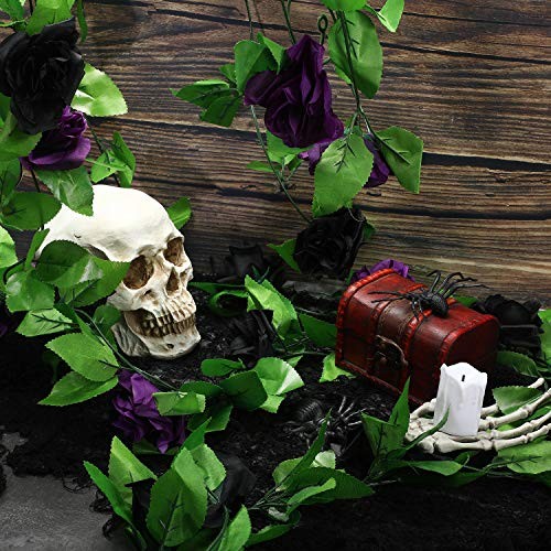 4 Pieces 7.7 Feet Fake Rose Vine Artificial Vine with Flowers Black and Purple gallery
