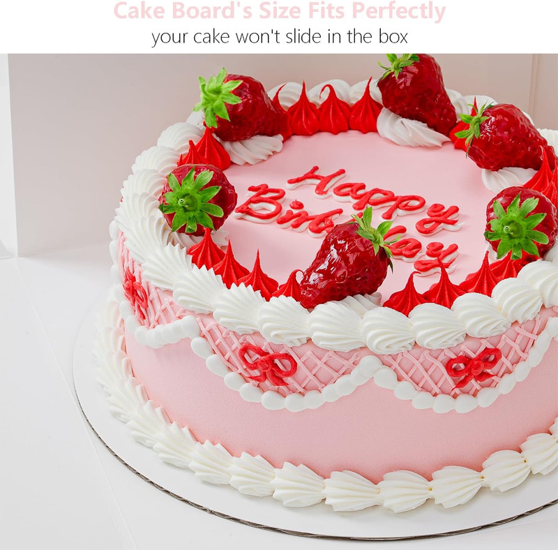 3 Pack Cake Boxes, 10x10x8 Inches Tall Cake Box with Cake Boards, White Bakery B gallery