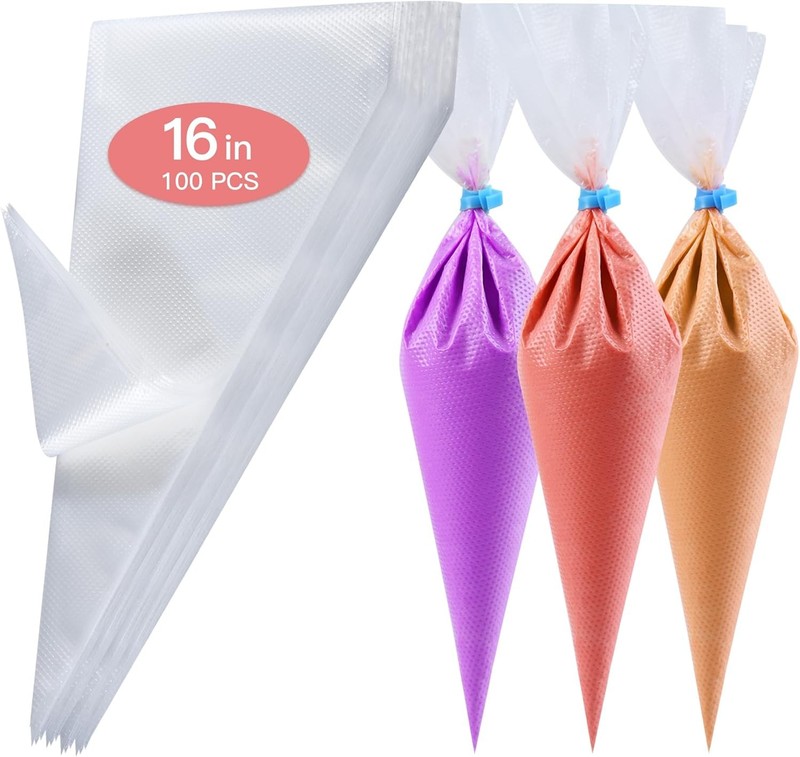 Piping Bags 16 Inch - 100pcs Disposable Piping Bags, Large Pastry Bags,