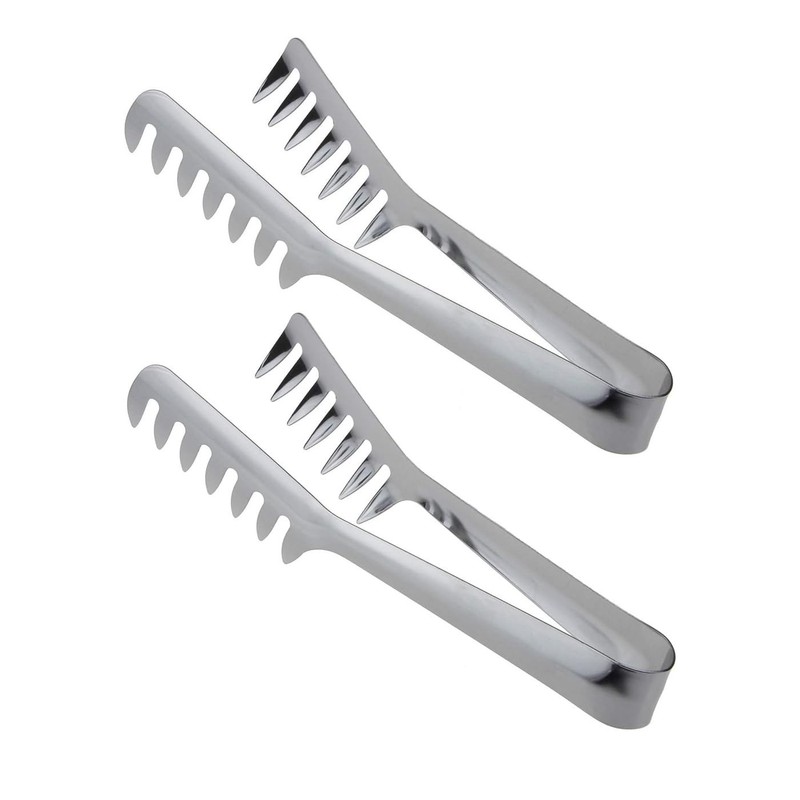 2 PCS Stainless Steel Pasta Tongs 8 Inch 20cm Teethed For Spaghetti Noodle