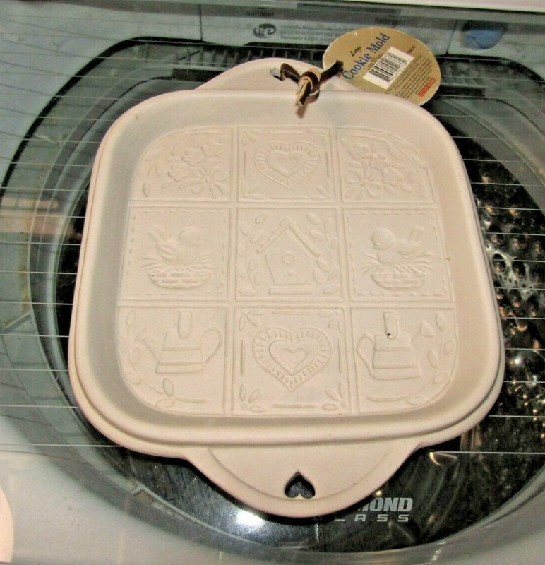 Hermitage Pottery 1999 Shortbread Cookie Mold Spring Butterfly Birdhouse Flowers