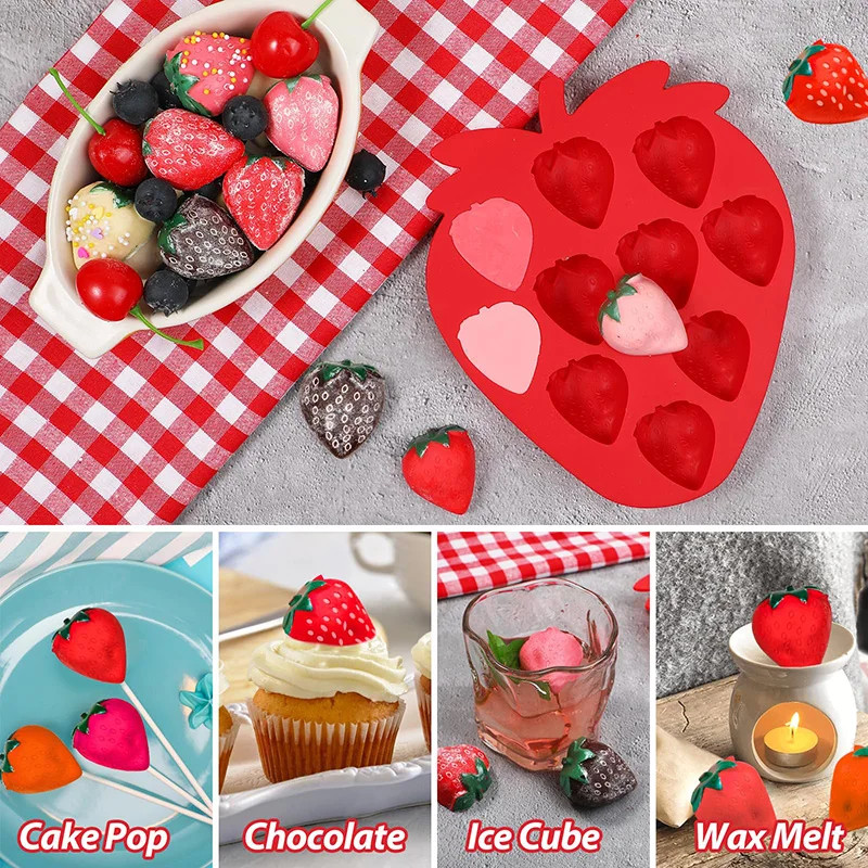 Strawberry Ice Cube Tray Strawberry Silicone Moulds for Chocolate Candy Cake Cup gallery