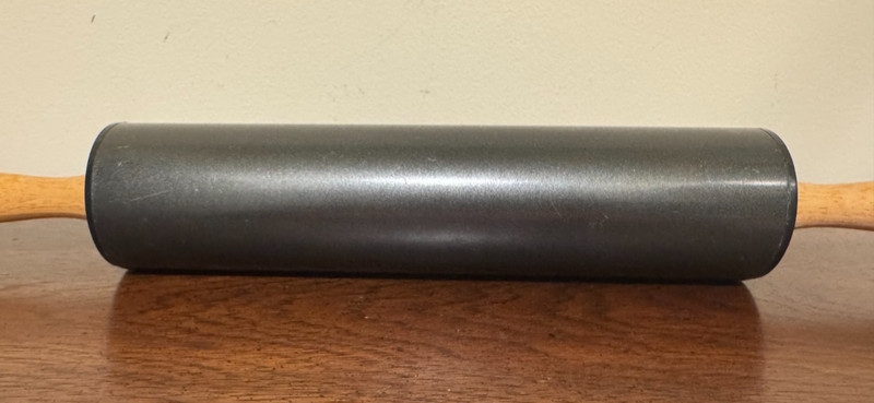 Vintage Black Non-Stick Rolling Pin Wood Handles 17.5" Retro Pastry Roller gallery
