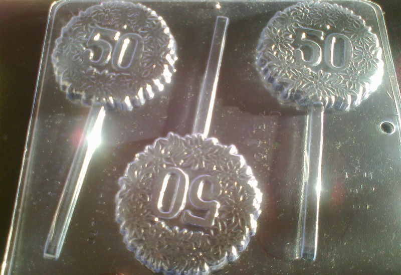50 CHOCOLATE LOLLIPOP MOULD ROUND 75MM / 3 INCH 3 CAVITY BIRTHDAY, ANNIVERSARY