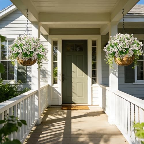 Grunyia 20 Bundles Artificial Flowers for Outdoors, UV Resistant Fake White gallery