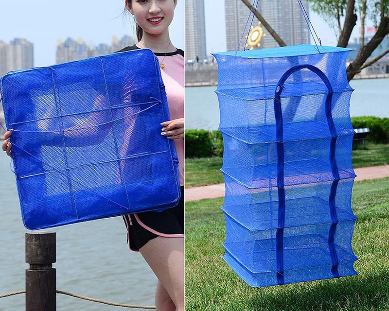 6 Layer Hanging Foldable Drying Rack Net Mesh 19.7x19.7x37.4 Inch Herbs Fish gallery